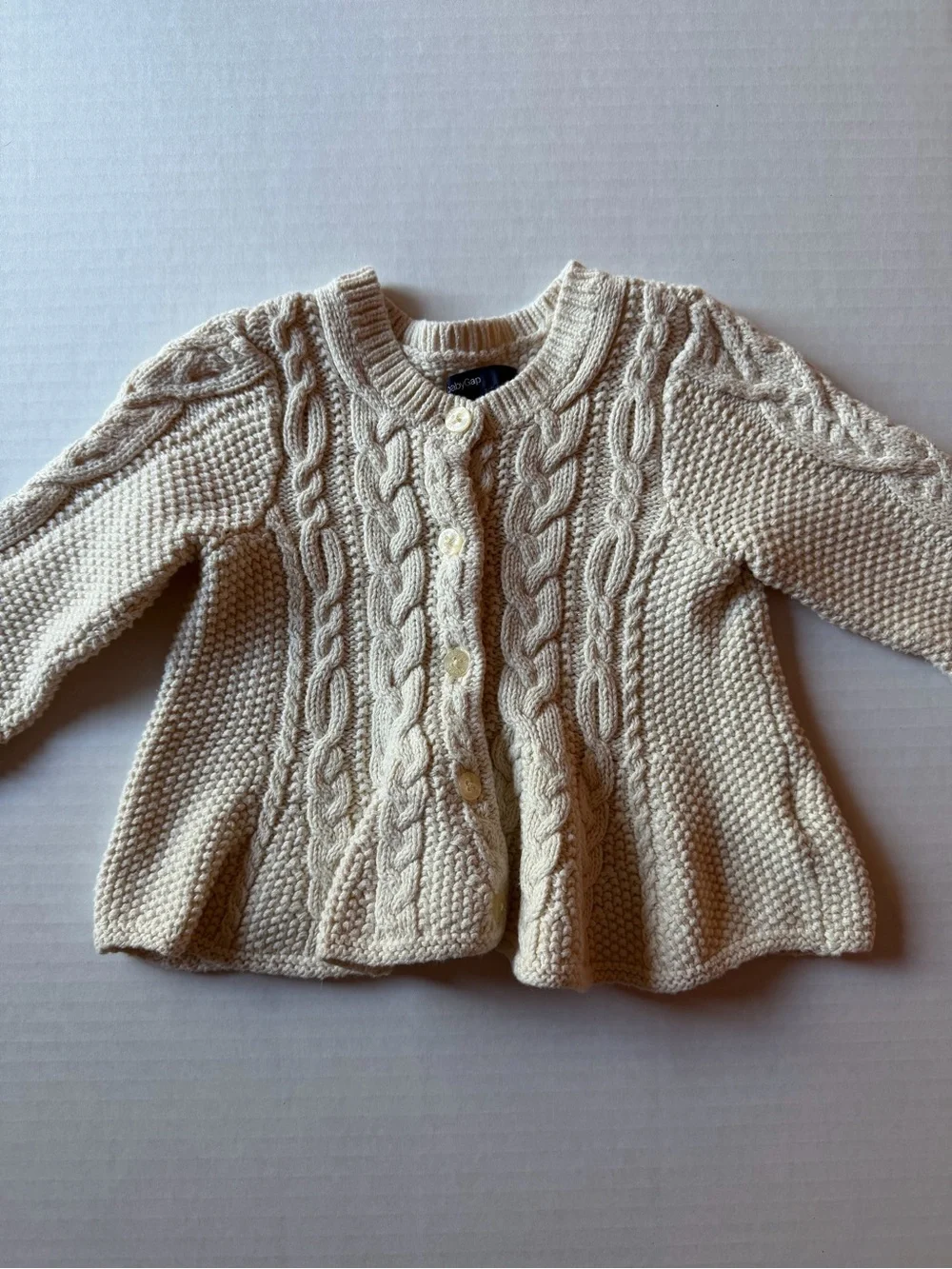 Baby Gap Cream Cable Knit Swing Cardigan Sweater 6-12M